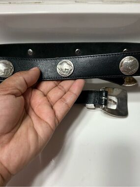 Leegin Leather Black Belt With Buffalo Nickel Conchos